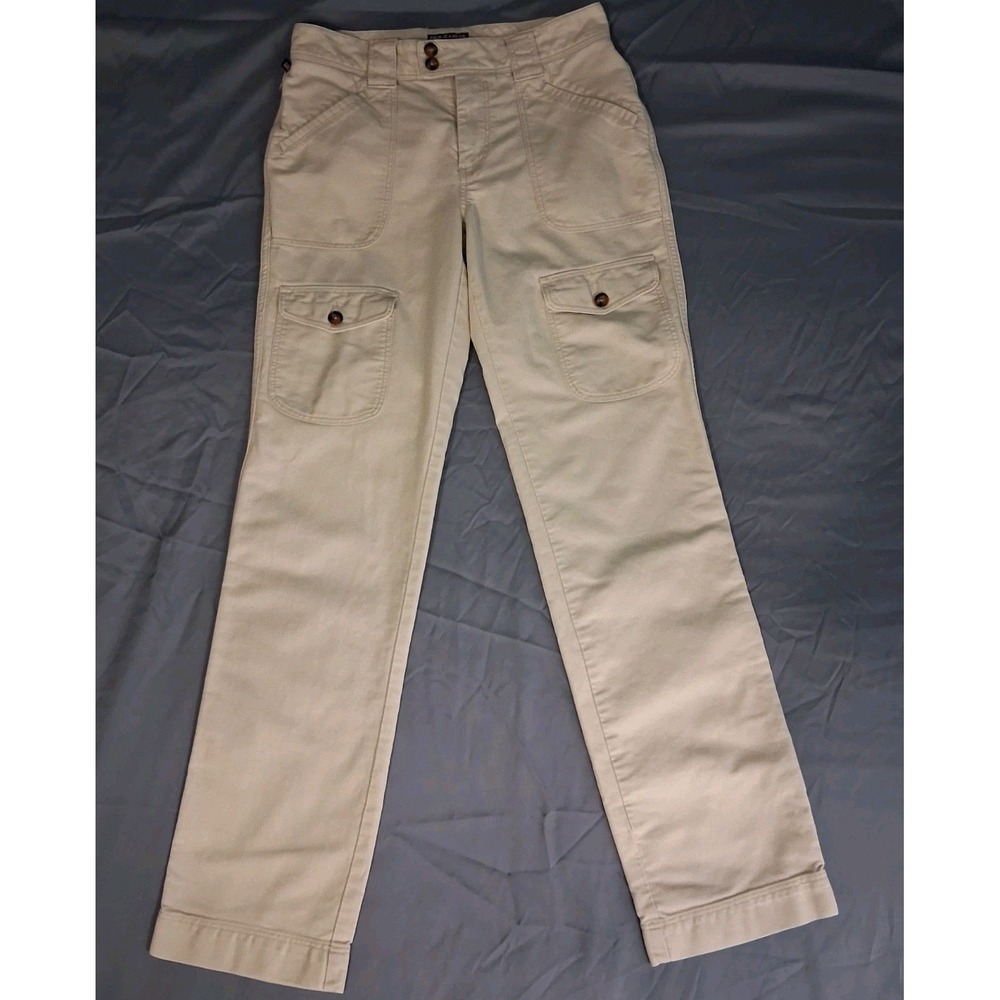 Polo Jeans Co Ralph Lauren‎ Y2K Slim Fit Utility Cargo Pants Women's 4 Ivory Vtg